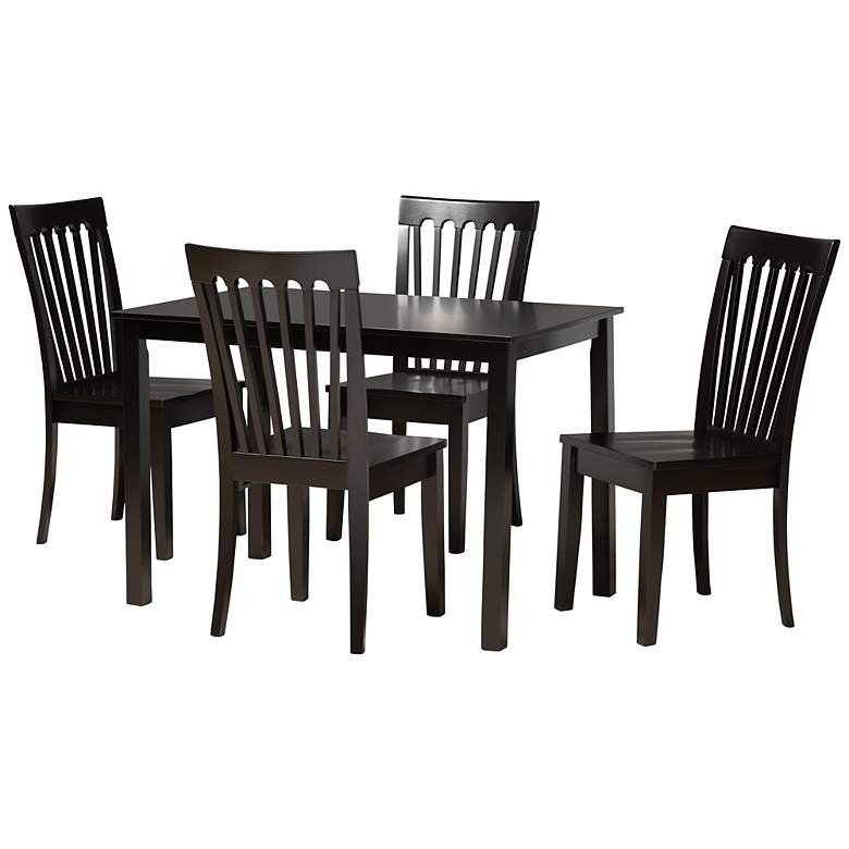 Image 2 Baxton Studio Erion Dark Brown Wood 5-Piece Dining Set