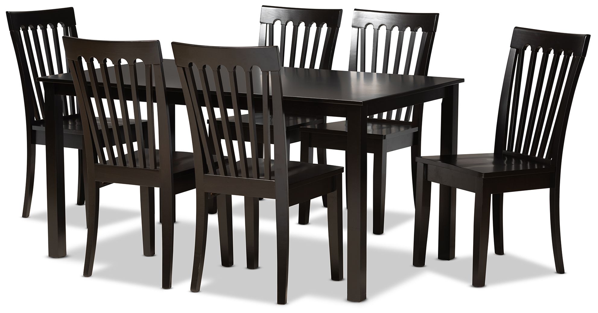 Image 3 Baxton Studio Erion Dark Brown Wood 7-Piece Dining Set