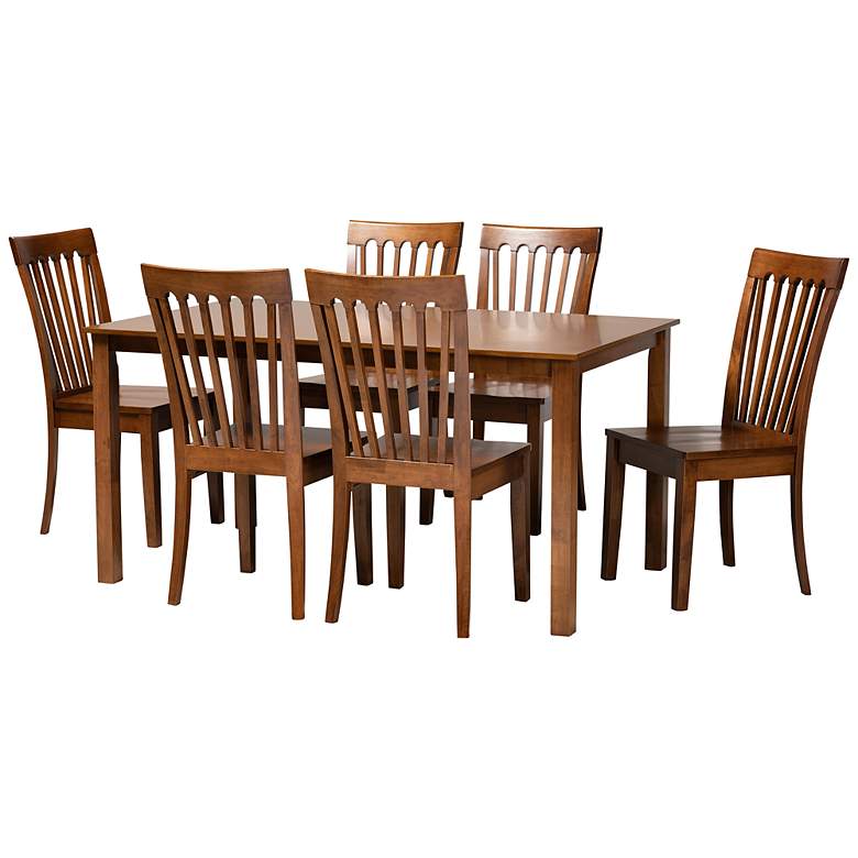 Image 2 Baxton Studio Erion Walnut Brown Wood 7-Piece Dining Set