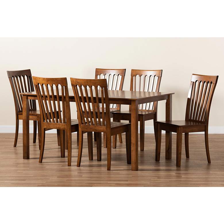 Image 7 Baxton Studio Erion Walnut Brown Wood 7-Piece Dining Set more views