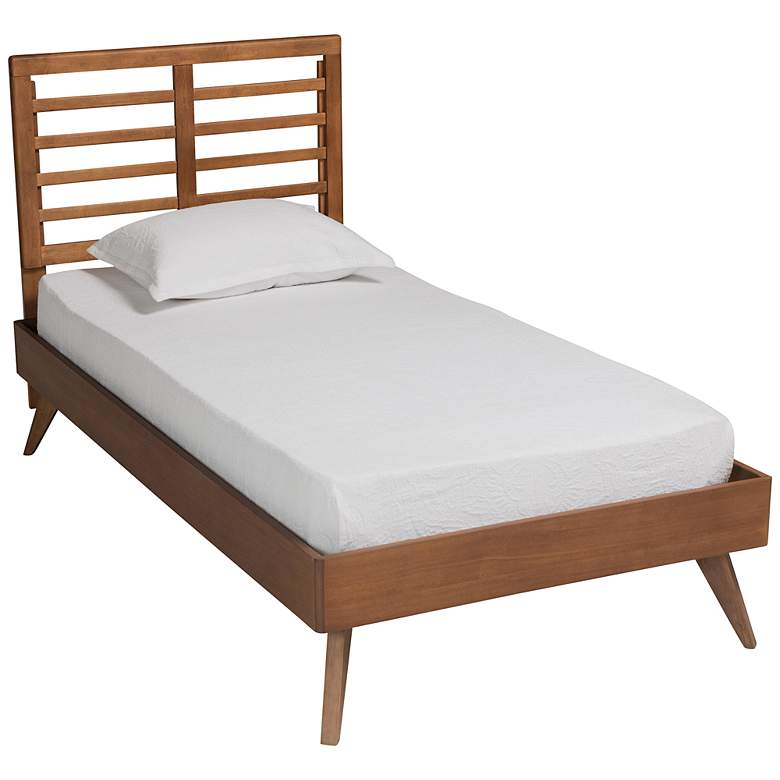 Image 2 Baxton Studio Eris Walnut Brown Wood Twin Size Platform Bed