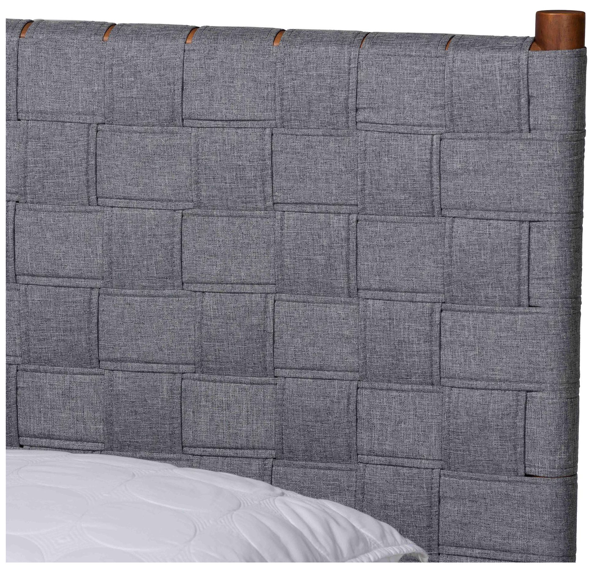 Baxton Studio Estela Grey Woven Fabric and Wood Queen Size Platform Bed
