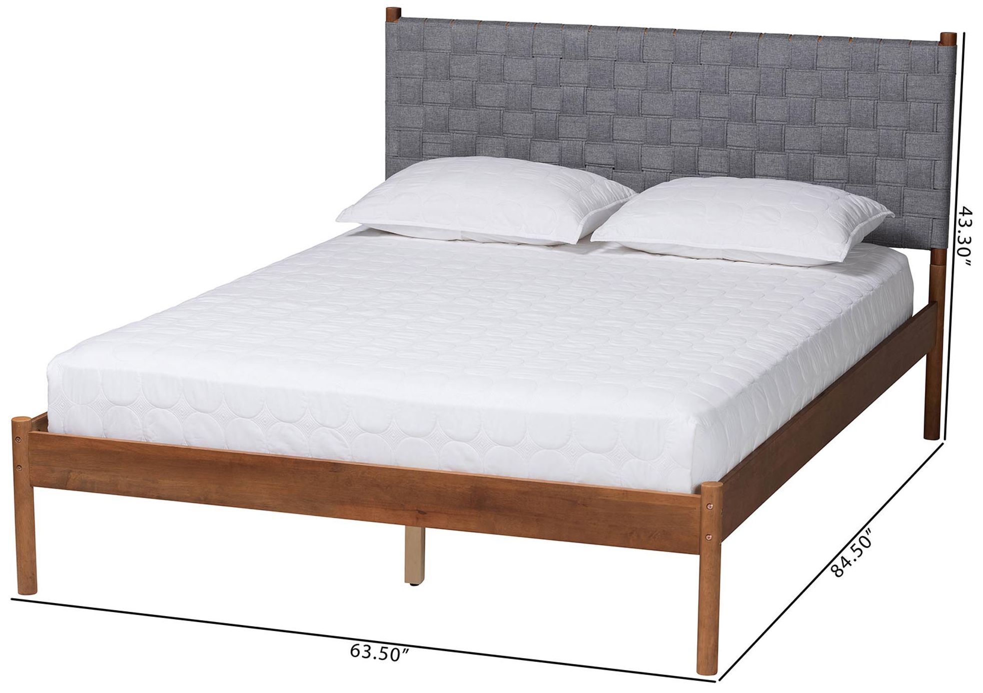Baxton Studio Estela Grey Woven Fabric and Wood Queen Size Platform Bed