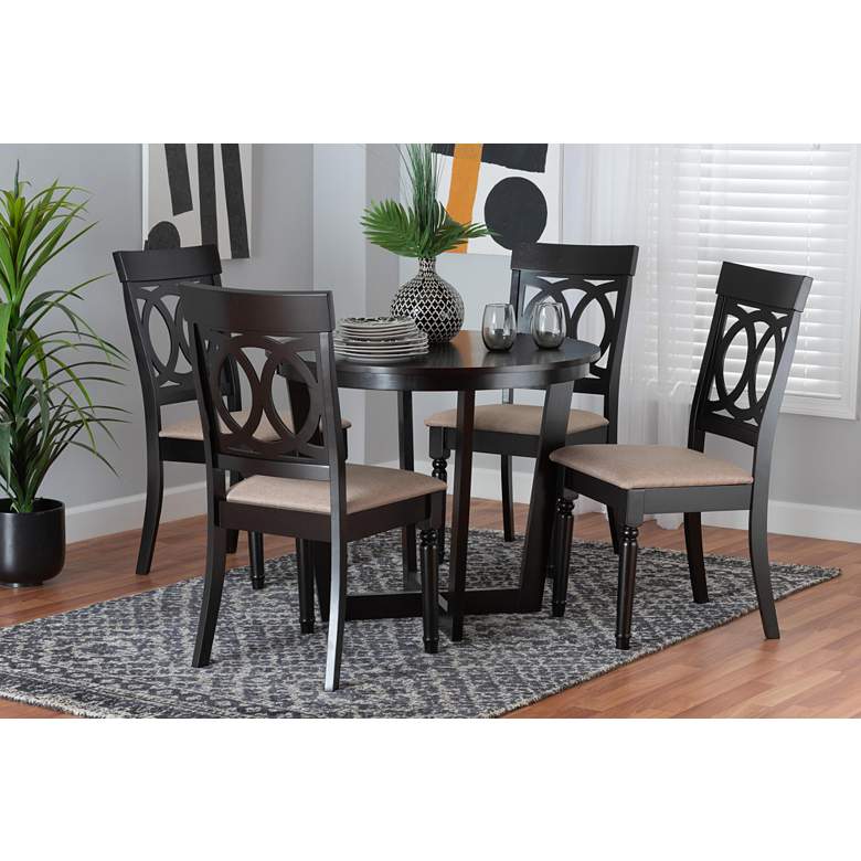 Image 1 Baxton Studio Estelle Beige Fabric 5-Piece Dining Set