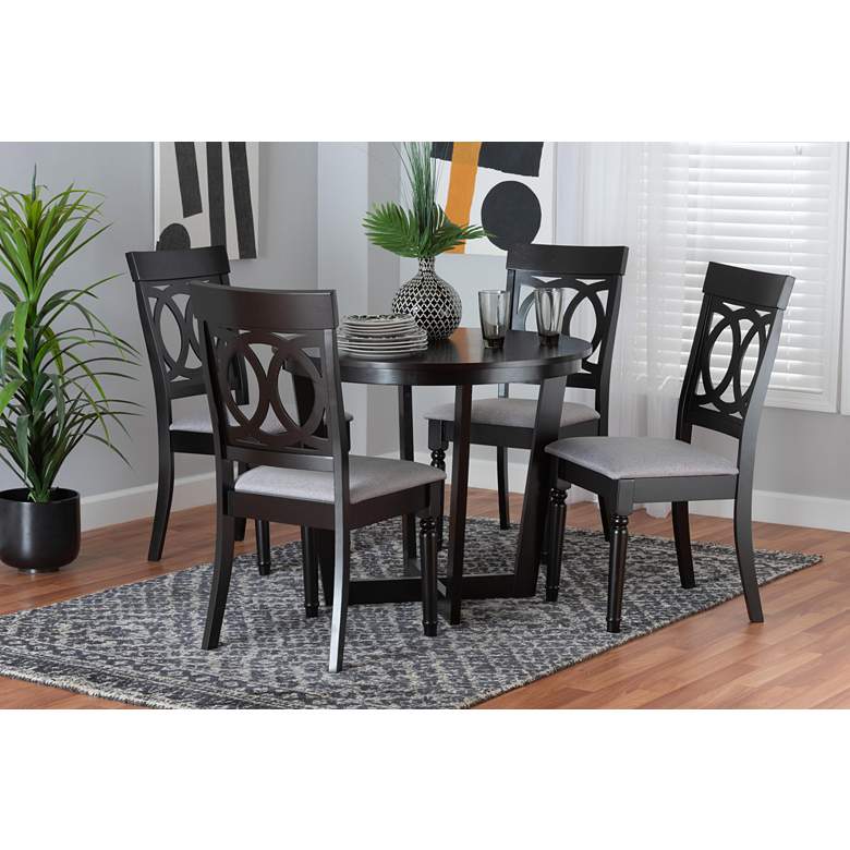 Image 1 Baxton Studio Estelle Gray Fabric 5-Piece Dining Set