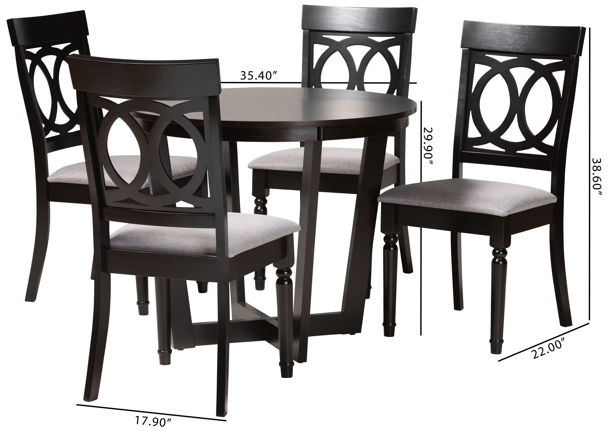 Baxton Studio Estelle Gray Fabric 5-Piece Dining Set