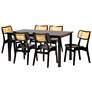 1_Baxton Studio Estera Dark Brown Finished Wood and Rattan 7-Piece Dining Set