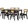 Baxton Studio Estera Dark Brown Finished Wood and Rattan 7-Piece Dining Set