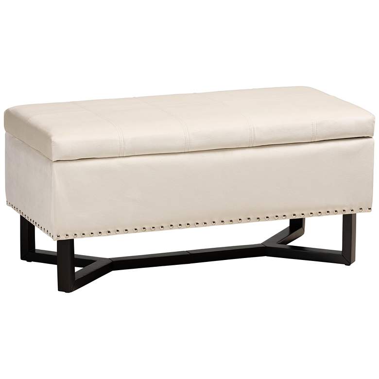 Image 1 Baxton Studio Esther Beige Velvet Storage Ottoman