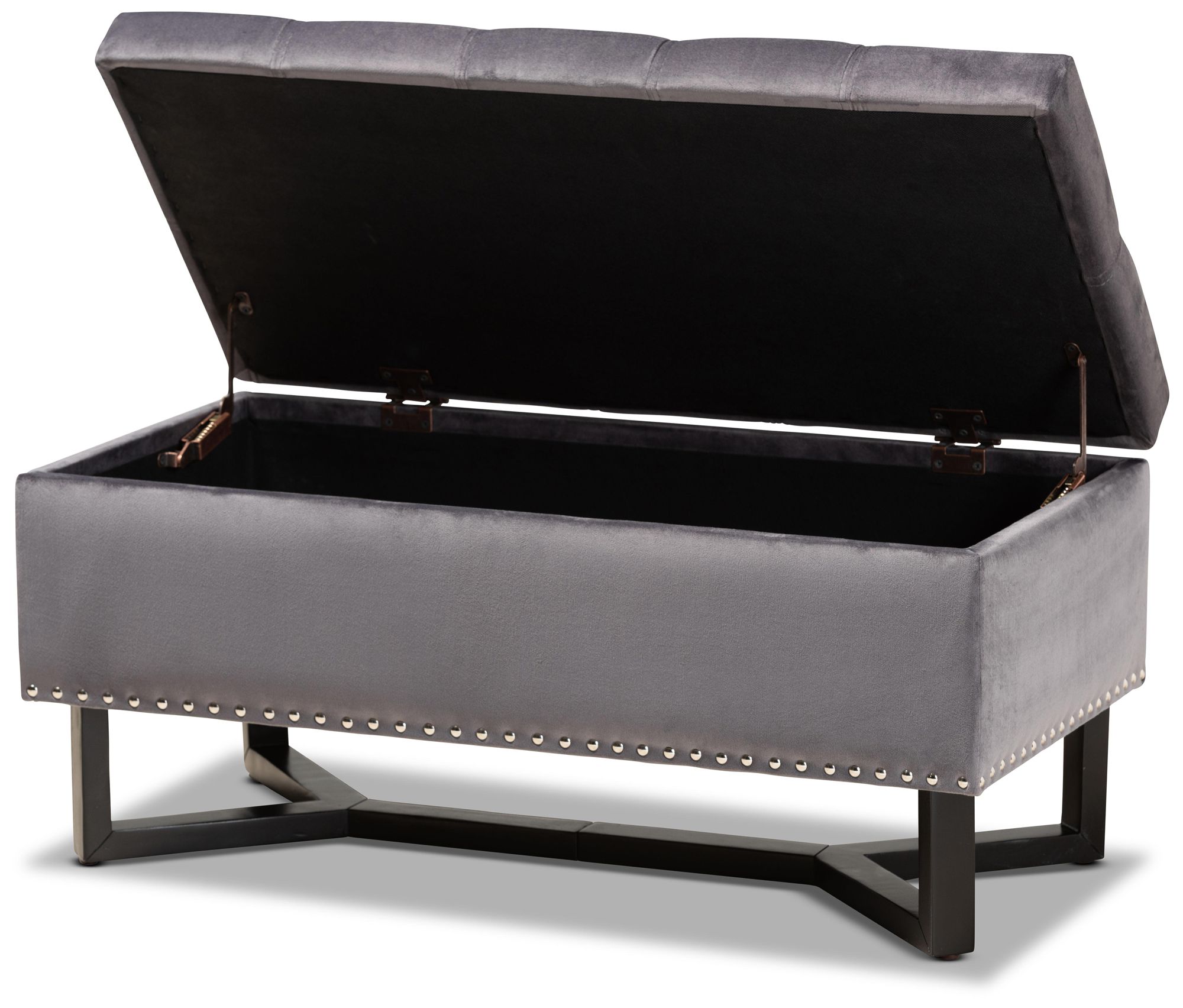 Image 5 Baxton Studio Esther Gray Velvet Storage Ottoman more views