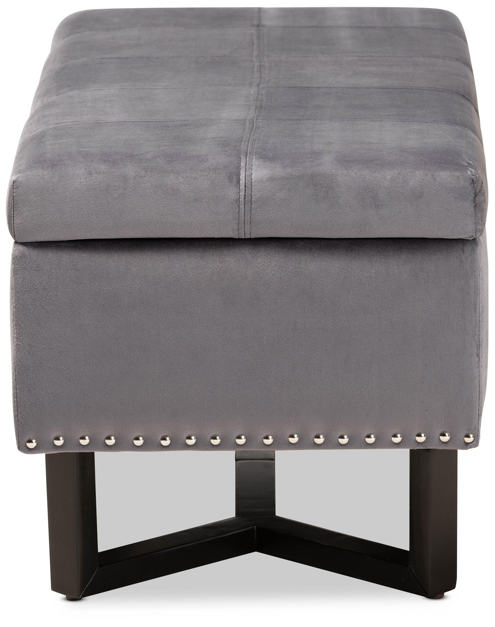 Image 6 Baxton Studio Esther Gray Velvet Storage Ottoman more views