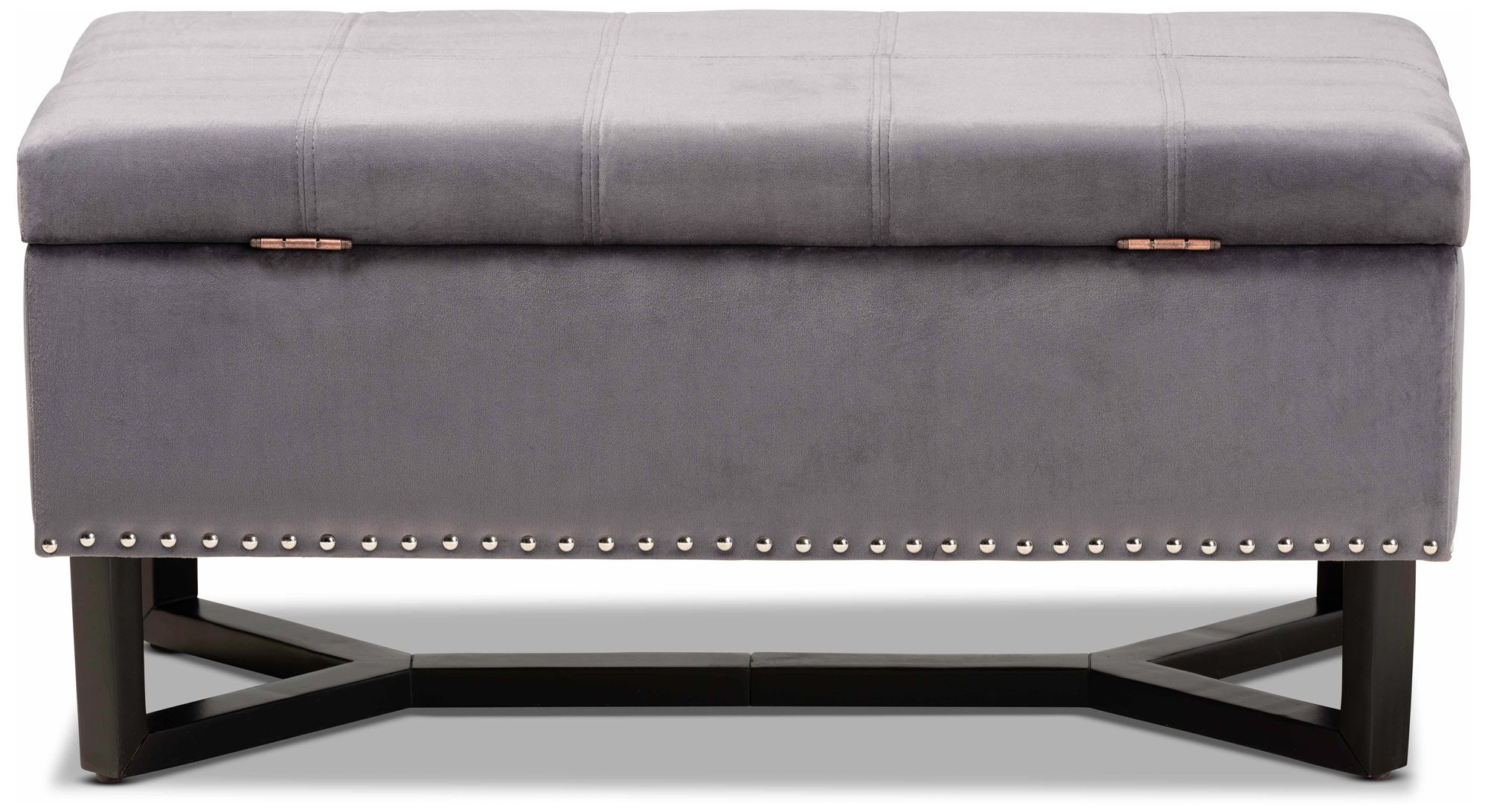 Image 7 Baxton Studio Esther Gray Velvet Storage Ottoman more views