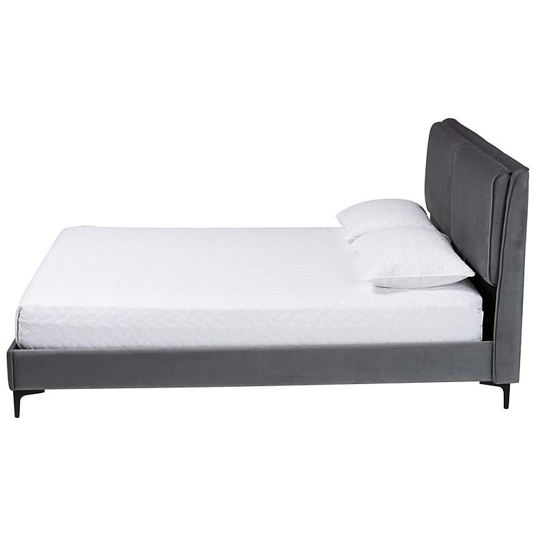 Image 4 Baxton Studio Etienne Modern Slate Grey Velvet Queen Platform Bed more views