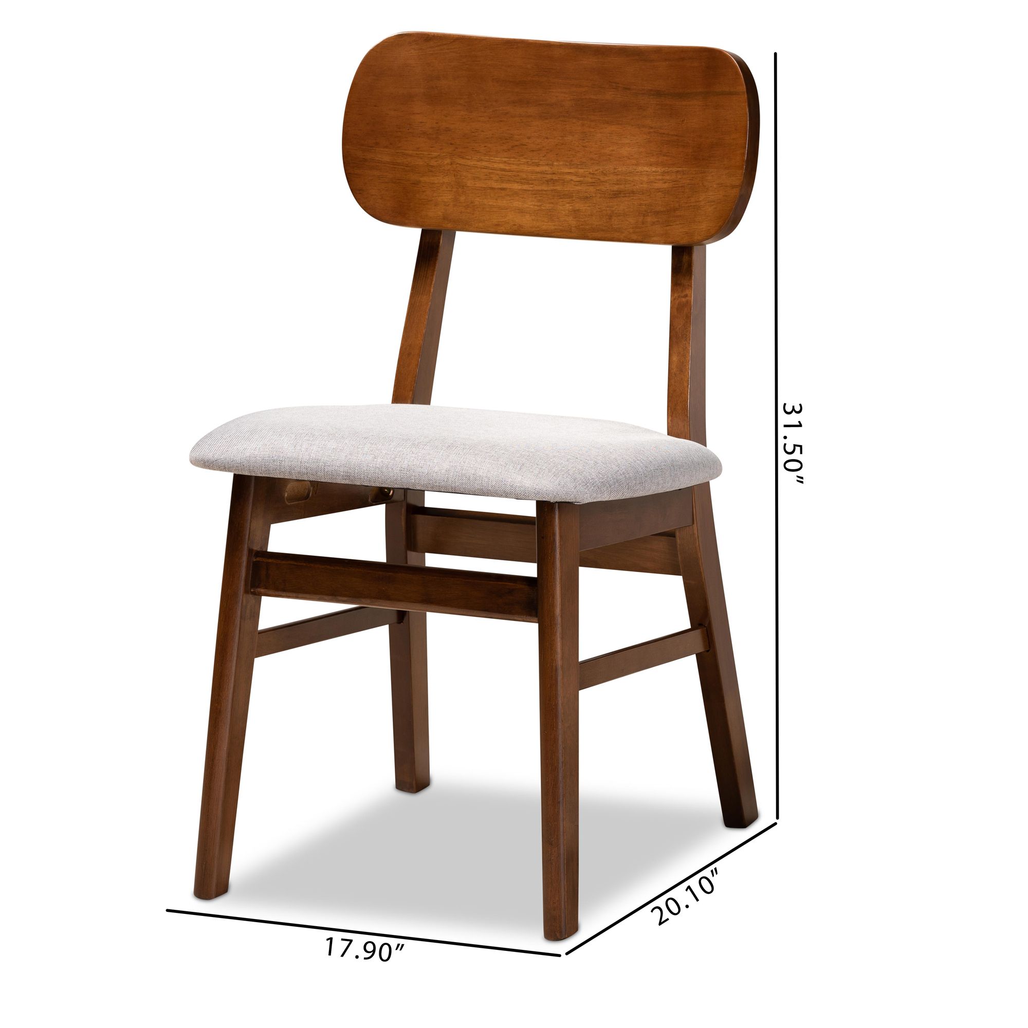 Baxton Studio Euclid Gray Fabric Dining Chairs Set of 2 in scene