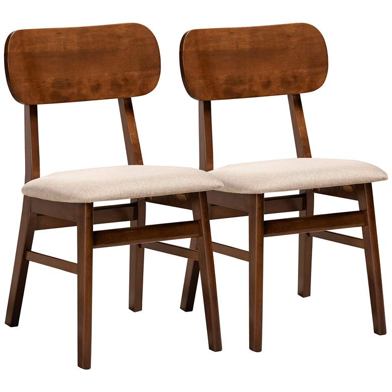 Image 2 Baxton Studio Euclid Sand Fabric Dining Chairs Set of 2