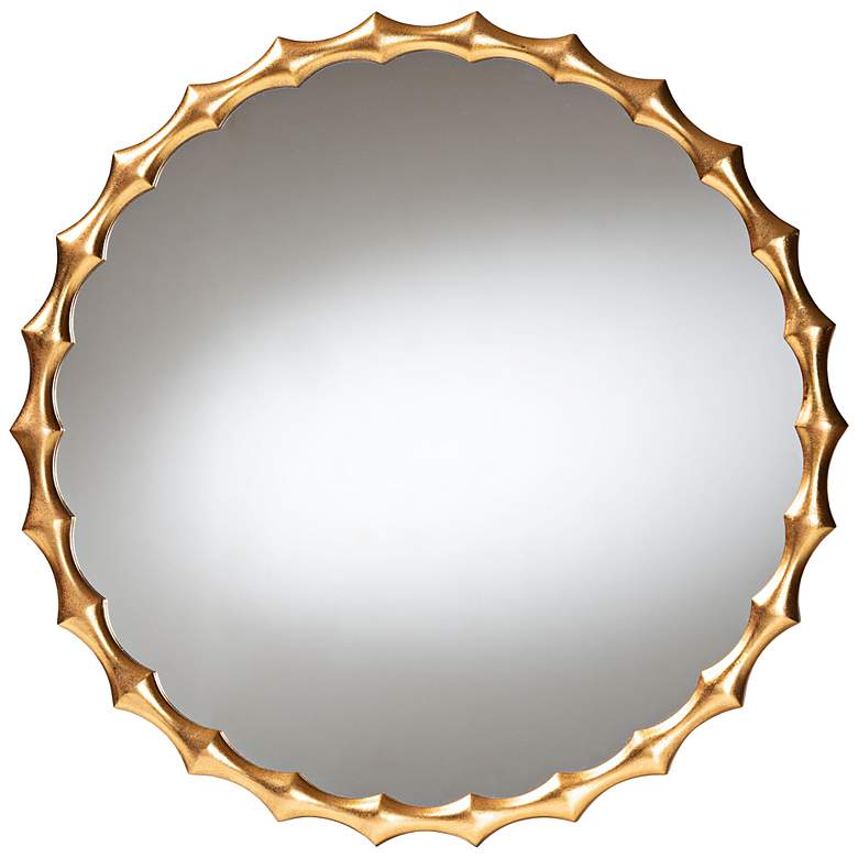 Image 2 Baxton Studio Everette Antique Goldleaf Bamboo-Border Accent Wall Mirror