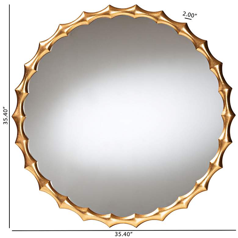 Image 5 Baxton Studio Everette Antique Goldleaf Bamboo-Border Accent Wall Mirror more views
