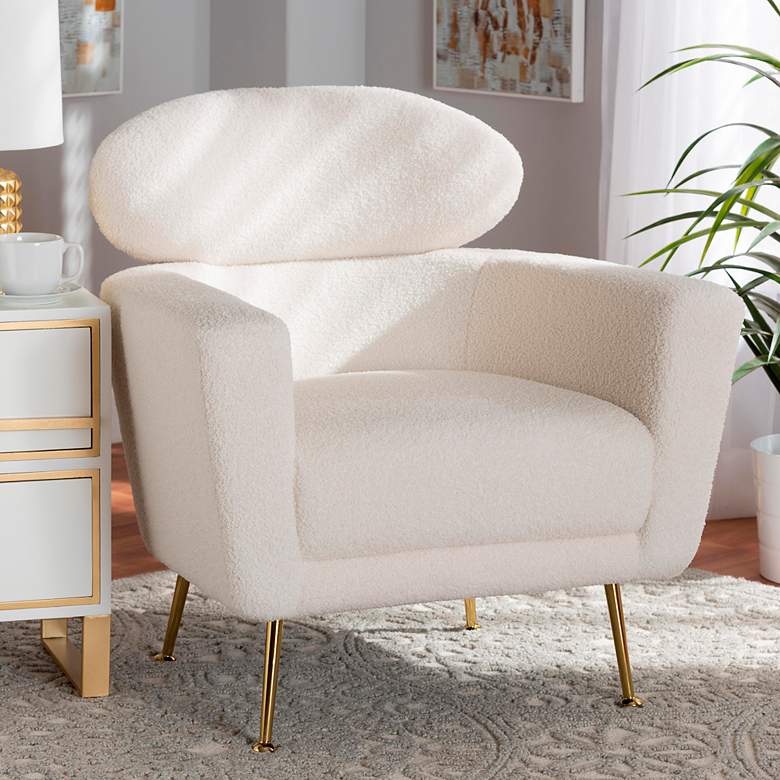 Image 1 Baxton Studio Fantasia 30 1/4" Wide Modern Ivory Boucle Fabric Chair