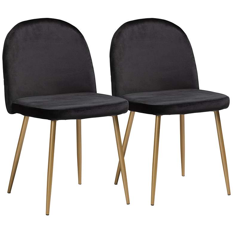 Image 2 Baxton Studio Fantine Black Velvet Dining Chairs Set of 2