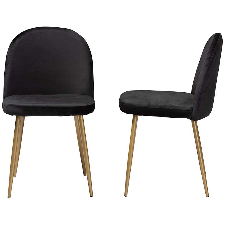 Image 6 Baxton Studio Fantine Black Velvet Dining Chairs Set of 2 more views