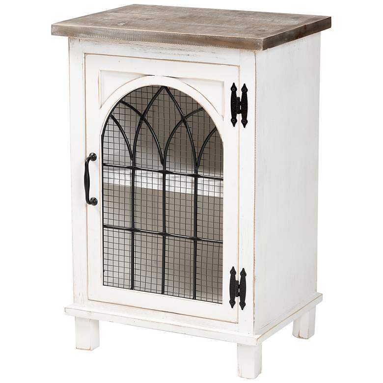 Image 3 Baxton Studio Faron 19"W White and Oak Brown 1-Door Nightstand