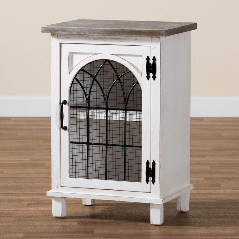 Image 2 Baxton Studio Faron 19"W White and Oak Brown 1-Door Nightstand