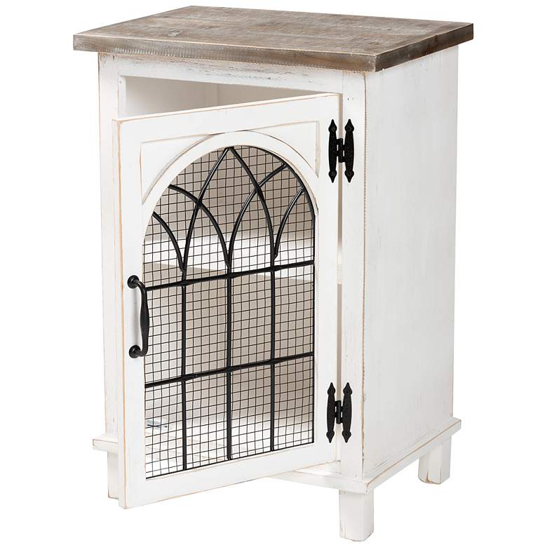 Image 5 Baxton Studio Faron 19"W White and Oak Brown 1-Door Nightstand more views