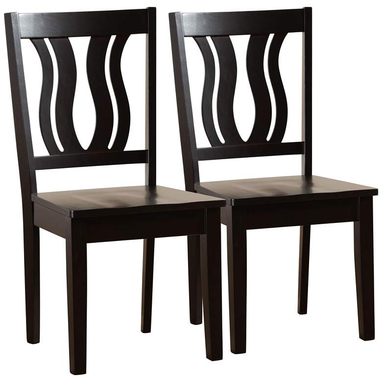 Image 2 Baxton Studio Fenton Dark Brown Wood Dining Chairs Set of 2