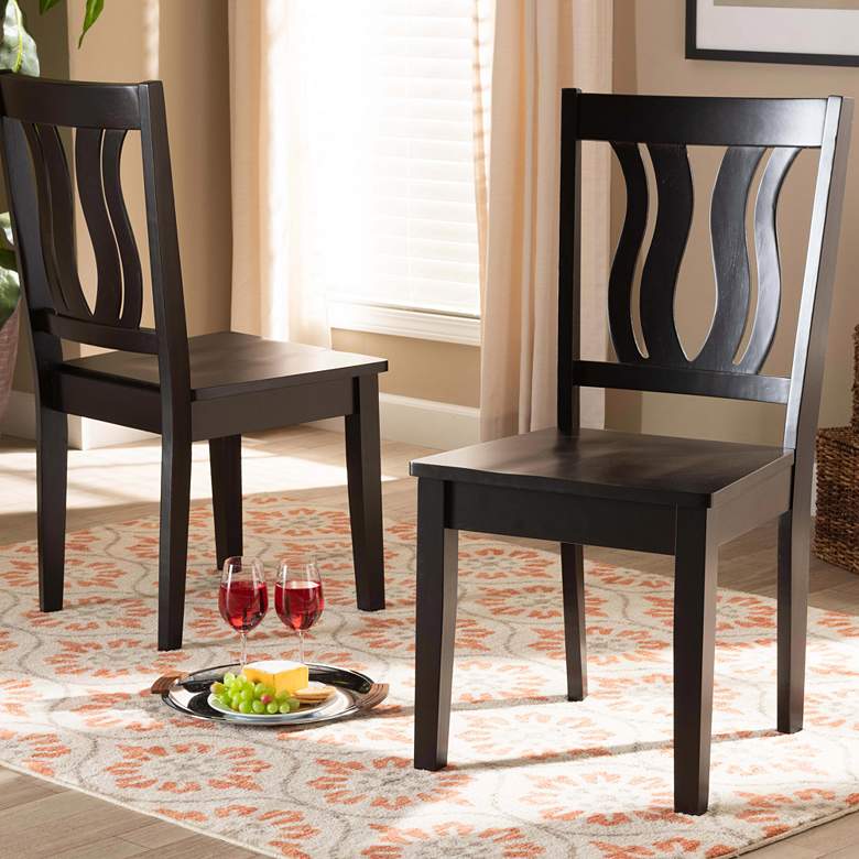 Image 1 Baxton Studio Fenton Dark Brown Wood Dining Chairs Set of 2