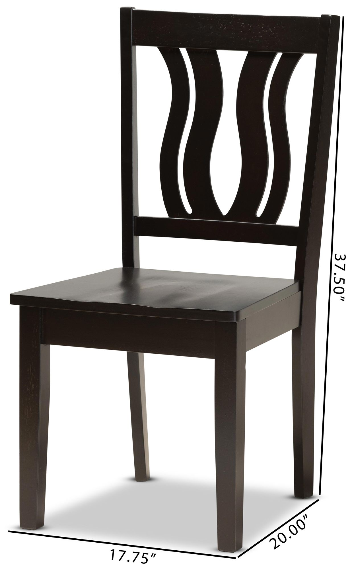 Baxton Studio Fenton Dark Brown Wood Dining Chairs Set of 2