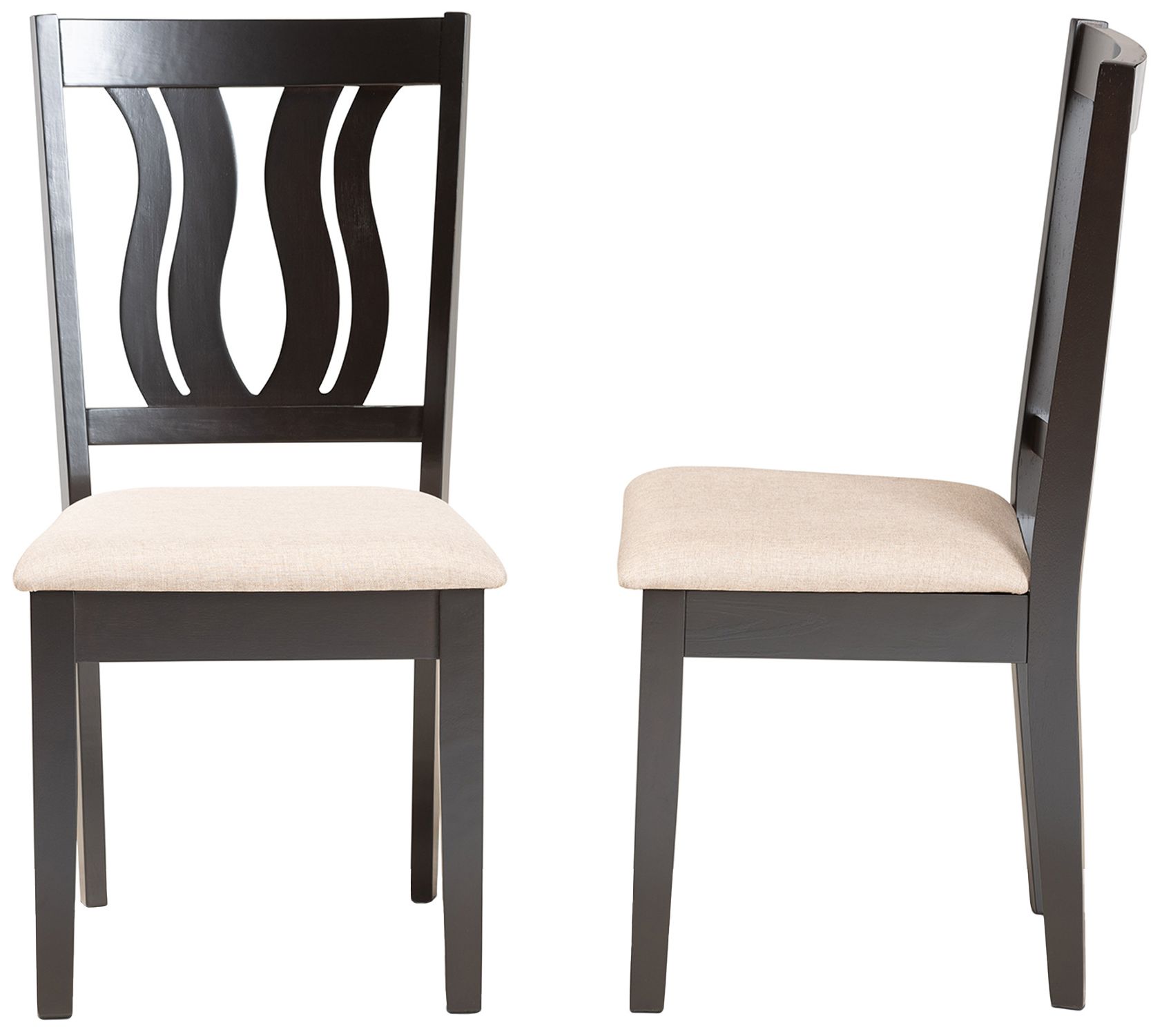 Image 4 Baxton Studio Fenton Sand Fabric Upholstered Wood 2-Piece Dining Chair Set more views