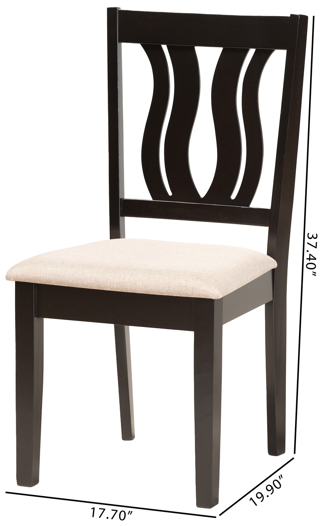 Image 7 Baxton Studio Fenton Sand Fabric Upholstered Wood 2-Piece Dining Chair Set more views
