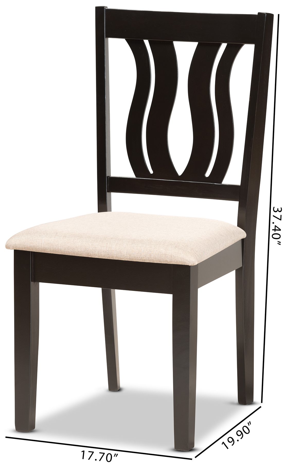 Baxton Studio Fenton Sand Fabric Upholstered Wood 2-Piece Dining Chair Set