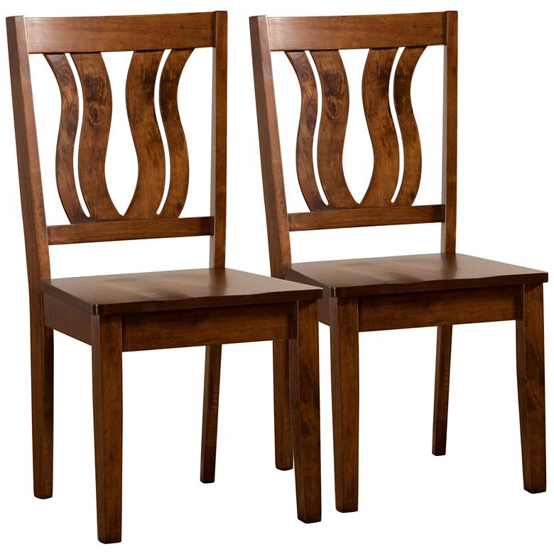 Image 2 Baxton Studio Fenton Walnut Brown Dining Chairs Set of 2