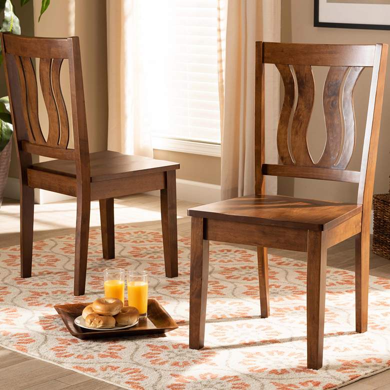 Image 1 Baxton Studio Fenton Walnut Brown Dining Chairs Set of 2