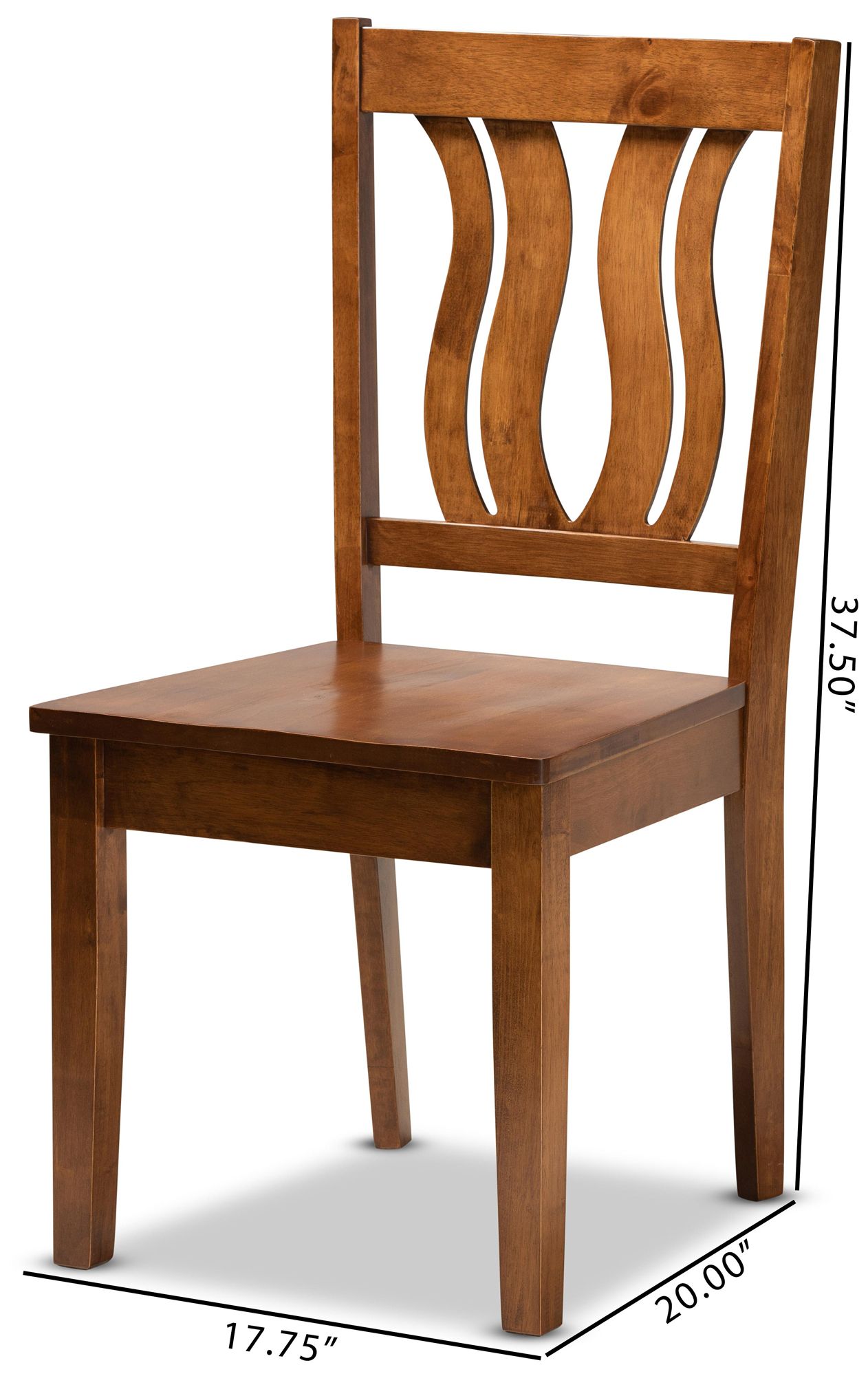 Baxton Studio Fenton Walnut Brown Dining Chairs Set of 2