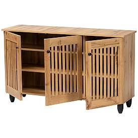 Image5 of Baxton Studio Fernanda 45"W Oak Brown 3-Door Shoe Cabinet more views