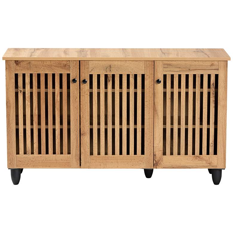 Image 6 Baxton Studio Fernanda 45"W Oak Brown 3-Door Shoe Cabinet more views