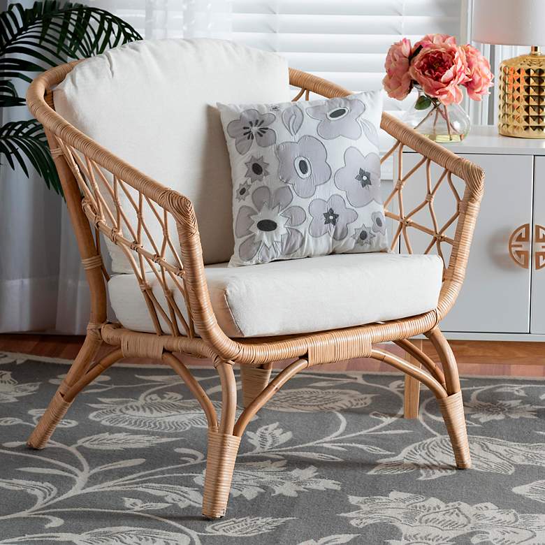 Image 1 Baxton Studio Feya Natural Brown Rattan Armchair