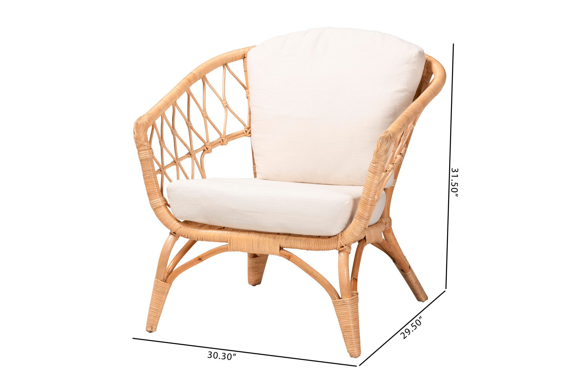 Baxton Studio Feya Natural Brown Rattan Armchair