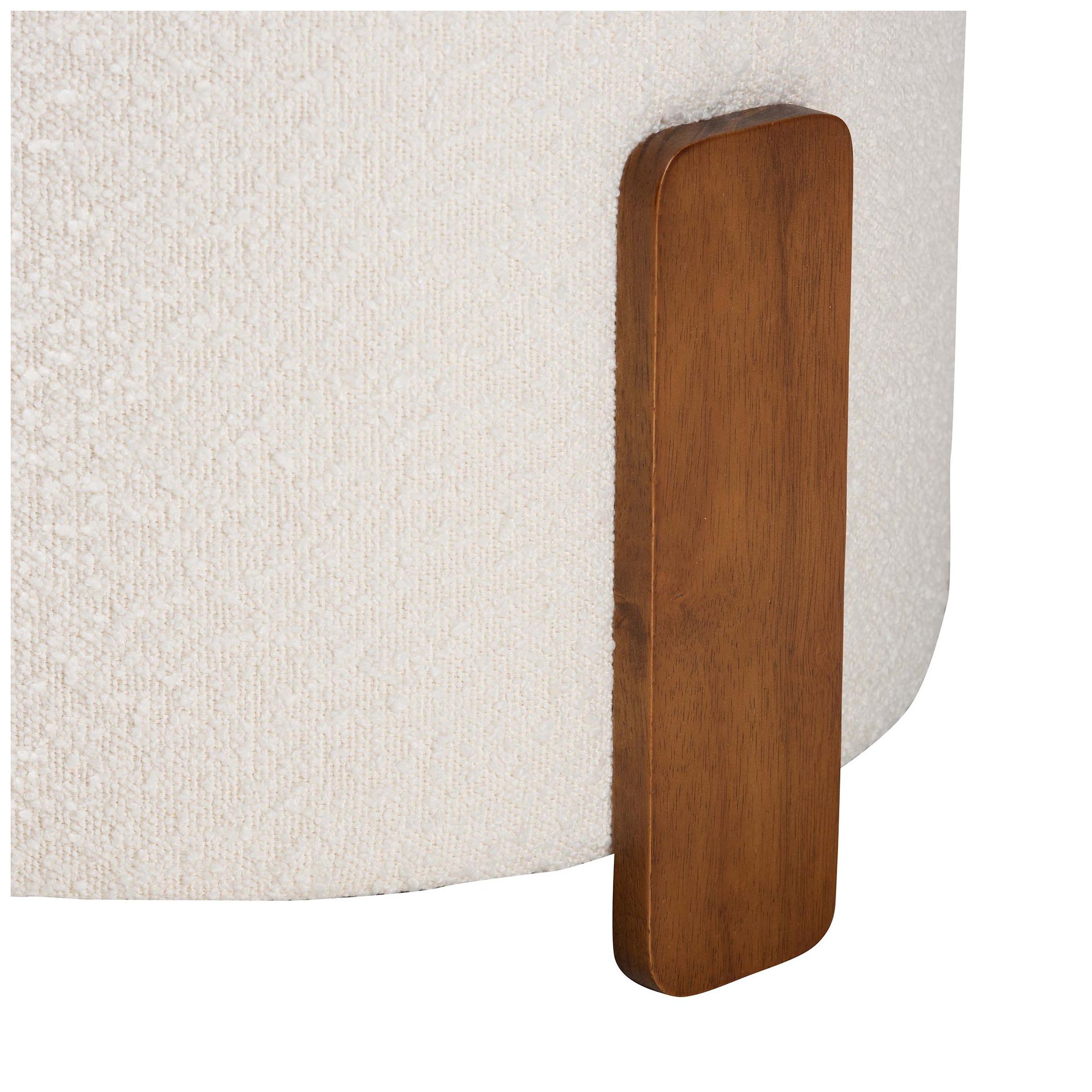 Image 4 Baxton Studio Finlay Japandi Cream Boucle Fabric and Wood Ottoman Footstool more views