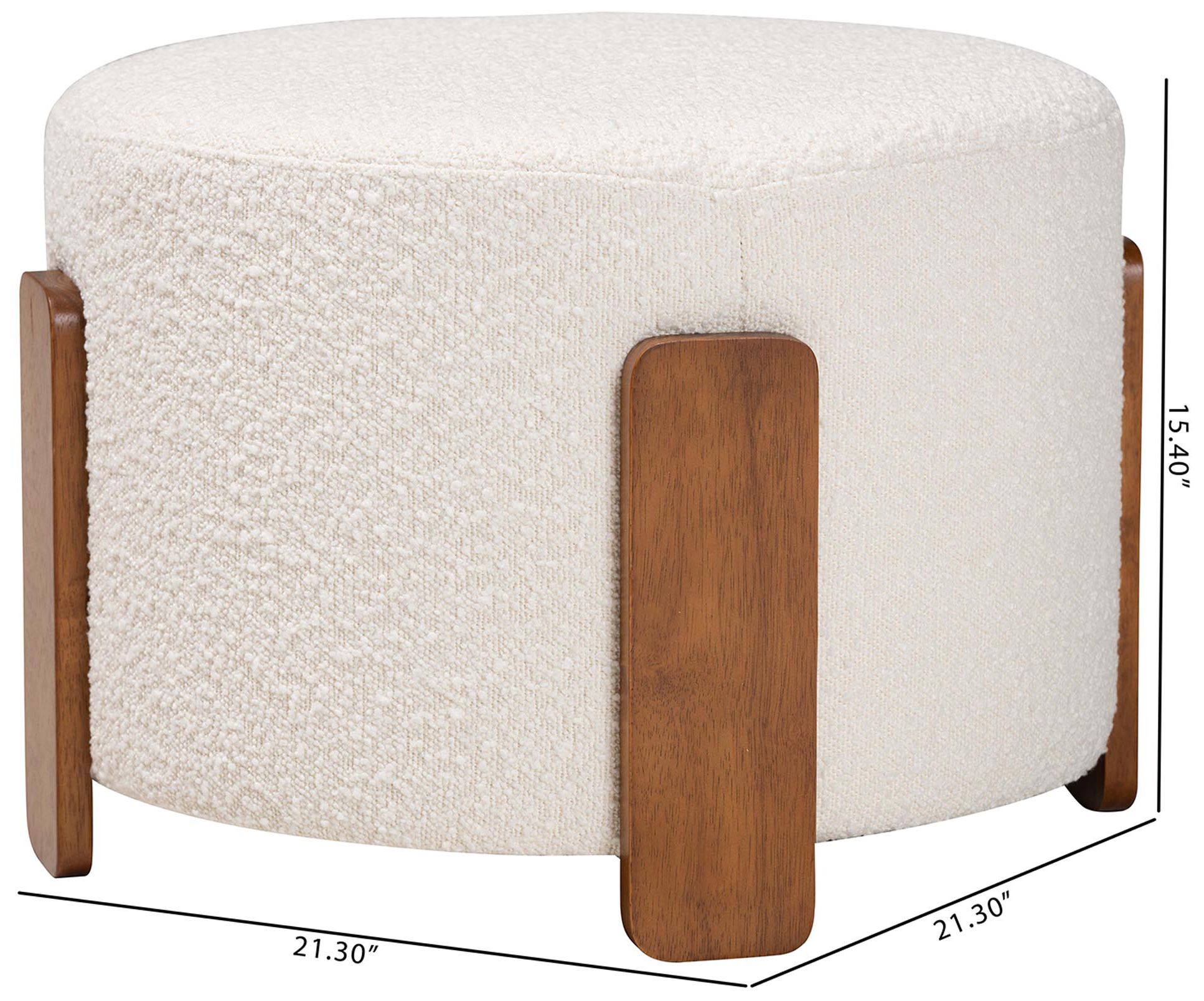 Image 7 Baxton Studio Finlay Japandi Cream Boucle Fabric and Wood Ottoman Footstool more views
