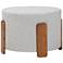 Baxton Studio Finlay Japandi Light Grey Fabric and Wood Ottoman Footstool