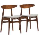 Baxton Studio Flora Gray Fabric Oak Dining Chair Set of 2