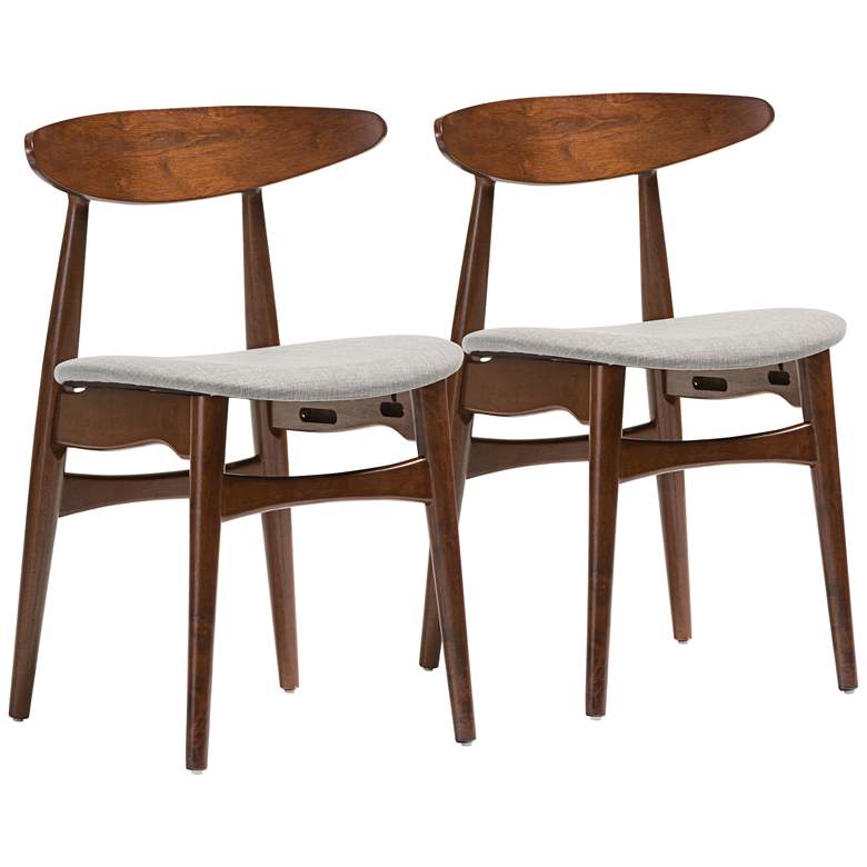 Image 3 Baxton Studio Flora Gray Fabric Oak Dining Chair Set of 2