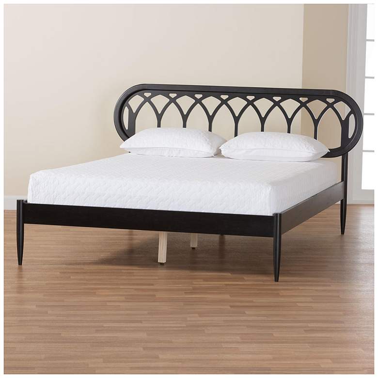 Image 1 Baxton Studio Florica Art Deco Black Wood Queen Platform Bed