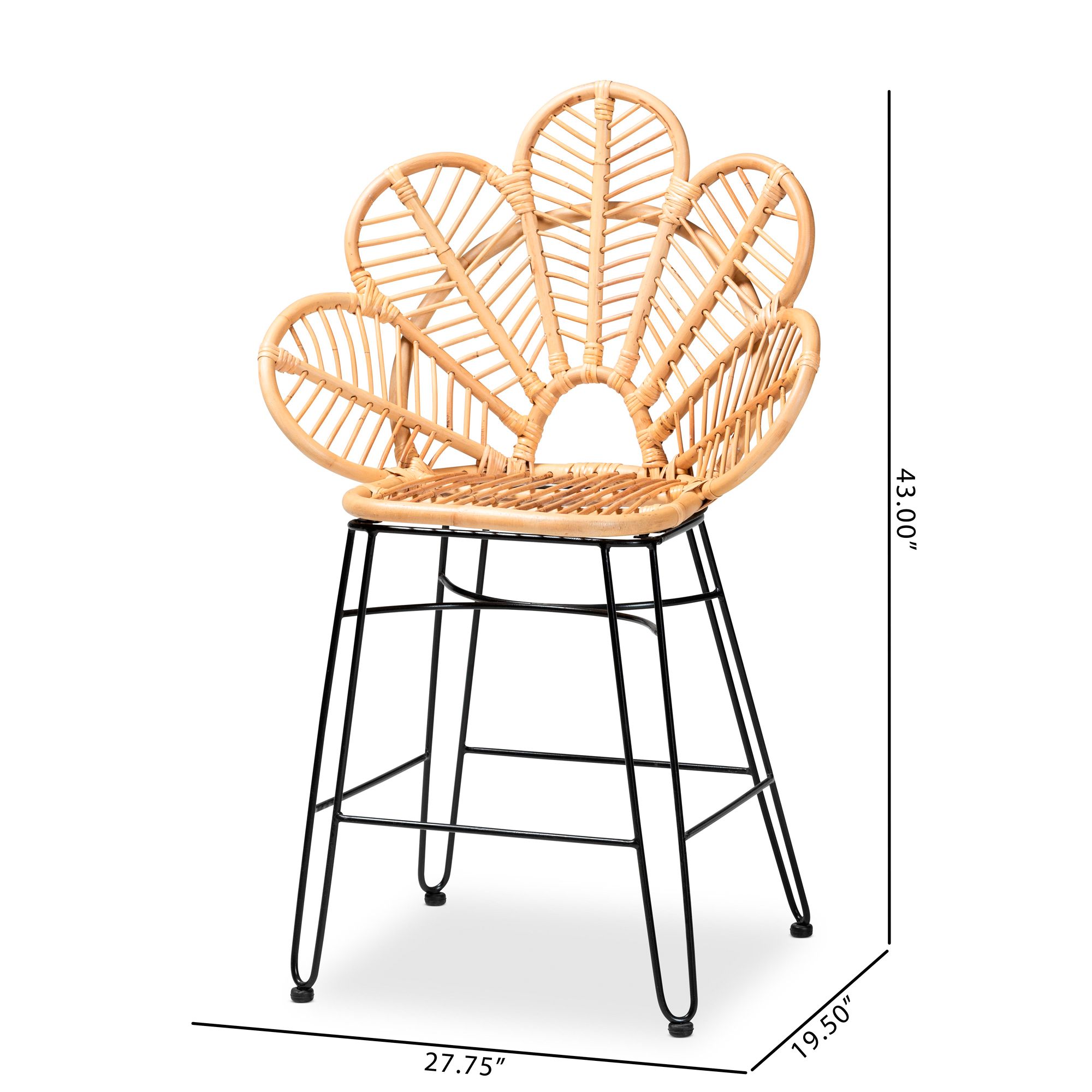 Baxton Studio Garan 24 1/2" Natural Brown Counter Stool