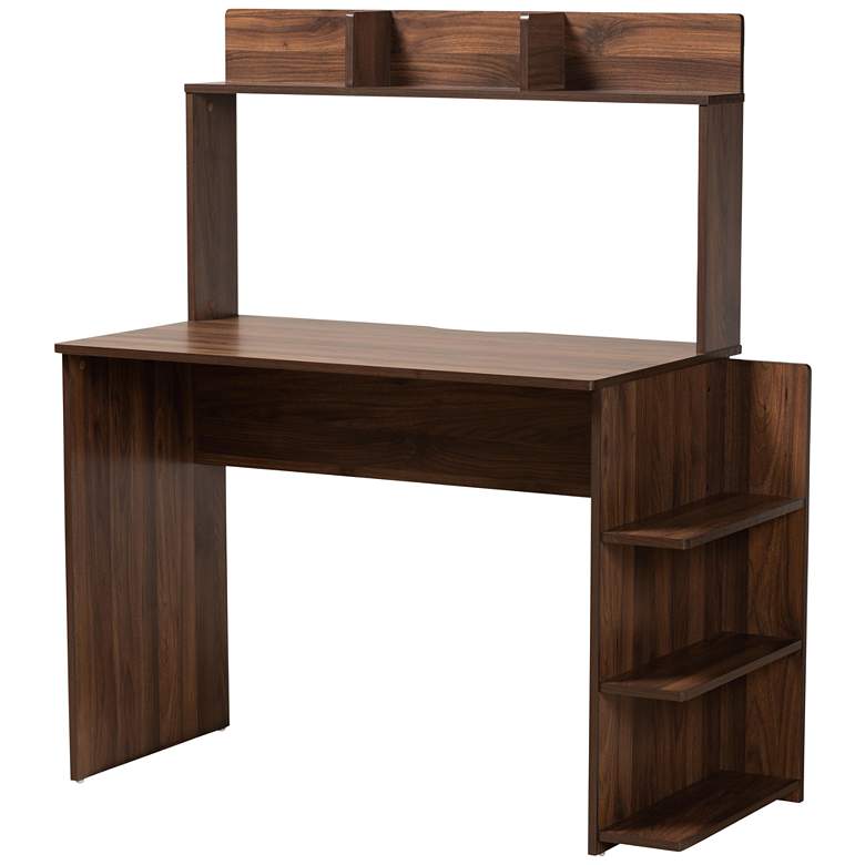 Image 1 Baxton Studio Garnet 45 inch Wide Walnut Brown Wood 6-Shelf Desk