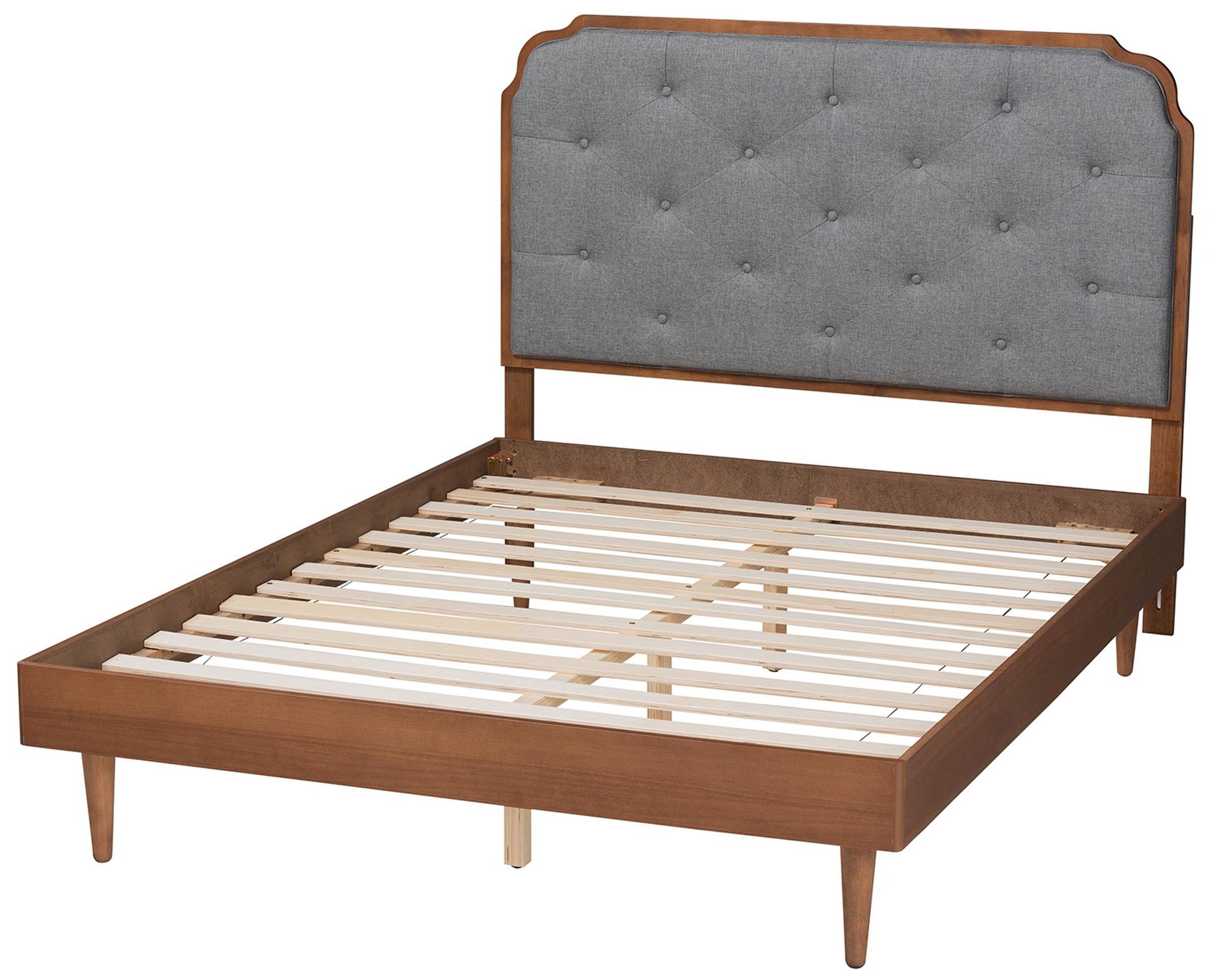 Image 4 Baxton Studio Garron Mid-Century Modern Wood King Size Platform Bed more views