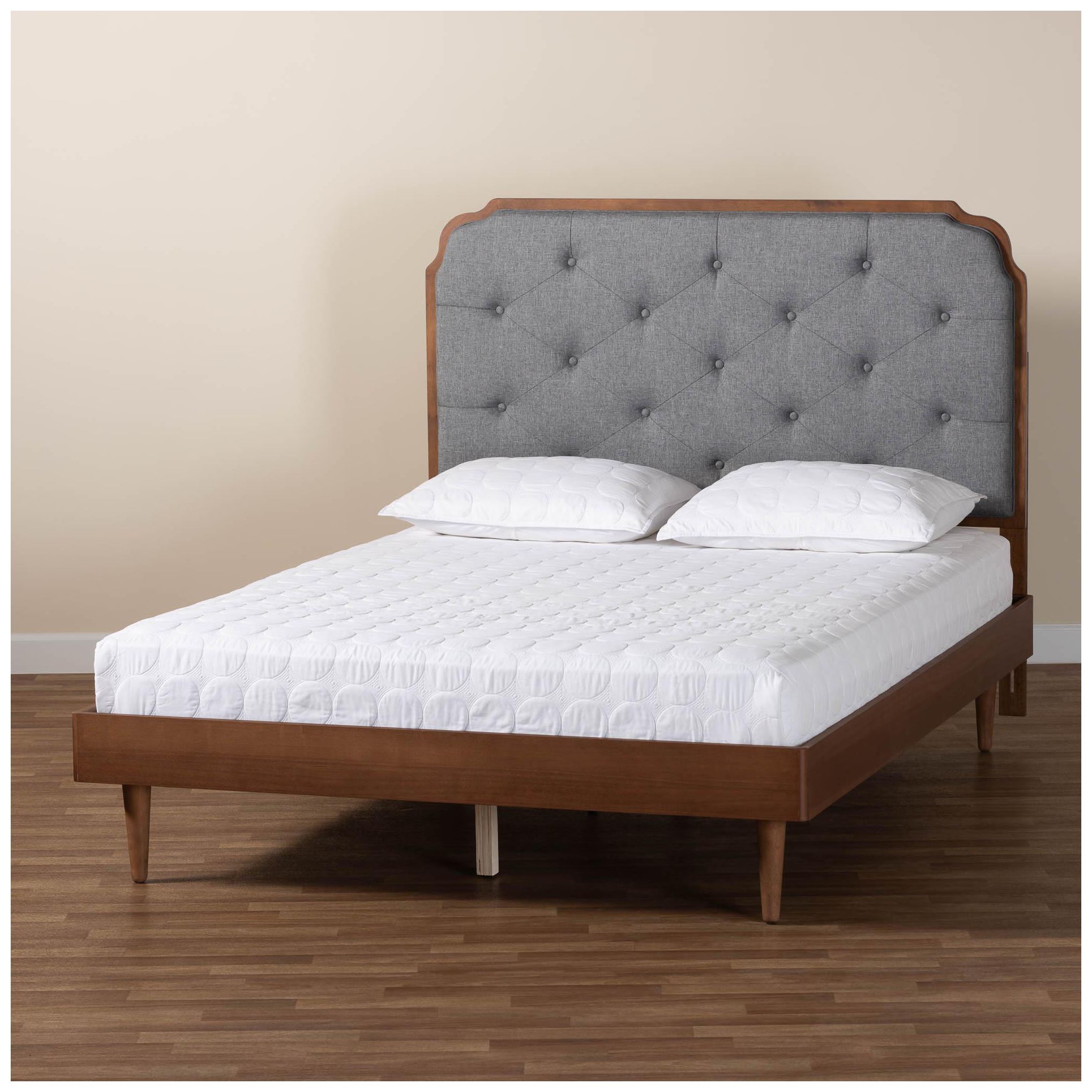 Baxton Studio Garron Mid-Century Modern Wood King Size Platform Bed